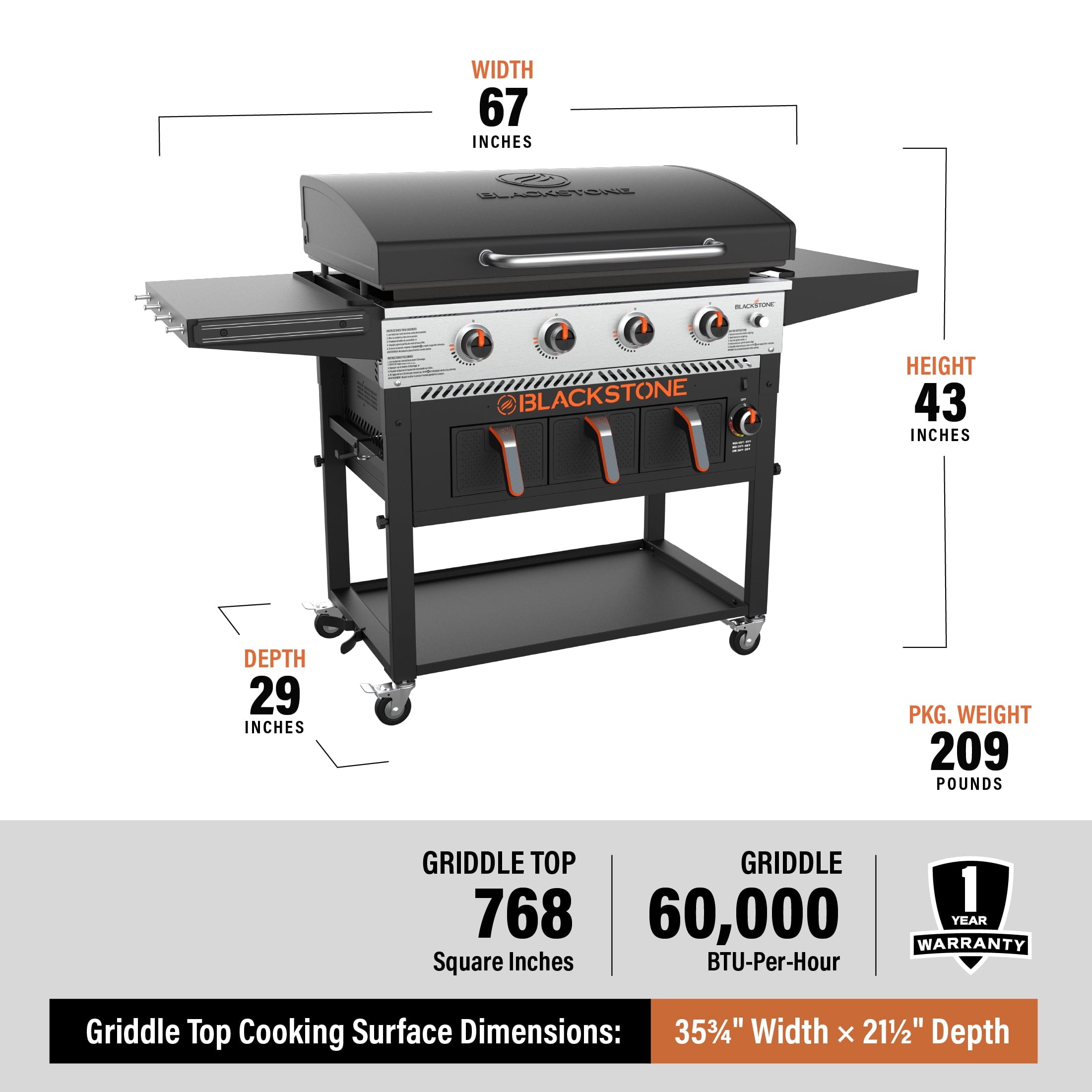 Blackstone 4-Burner 36" Propane Griddle with Air Fryer and Hood