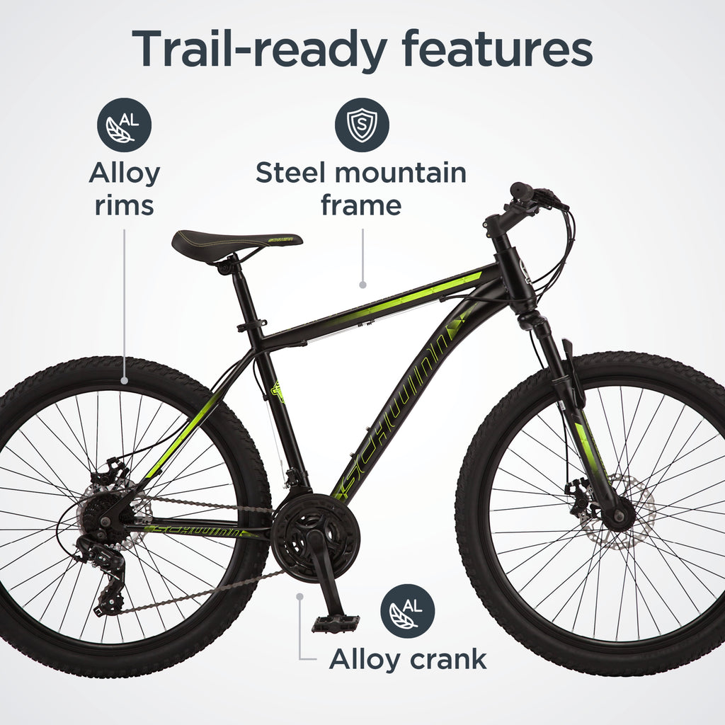 Schwinn Sidewinder Mountain Bike, 26-inch wheels, 21 speeds, black, mens style