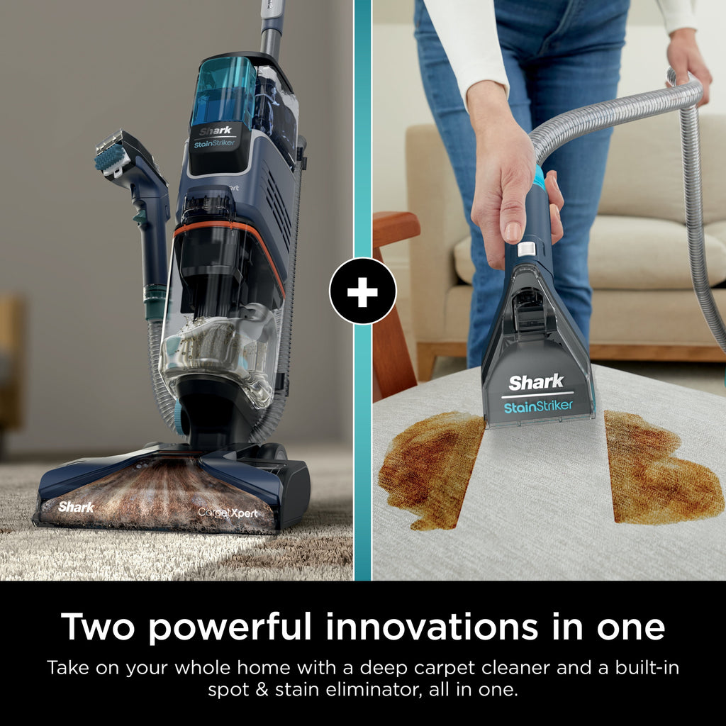 Shark CarpetXpert with StainStriker, Upright Carpet & Upholstery Cleaner, Built-in Spot & Stain Eliminator, Deep Cleaning & Tough Stain Removal, Carpet Shampooer, Navy, EX200