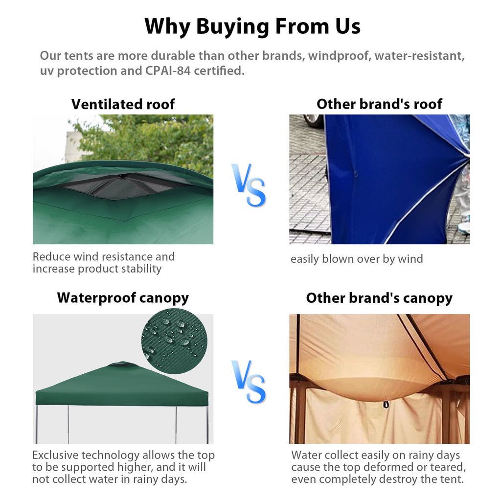 Summit Living 10x10ft Pop-up Canopy Tent Straight Legs Instant Canopy for Outside with Wheeled Bag - Blue