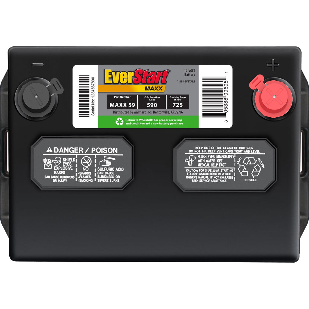 EverStart Maxx Lead Acid Automotive Battery, Groups Size 59 12 Volt, 590 CCA