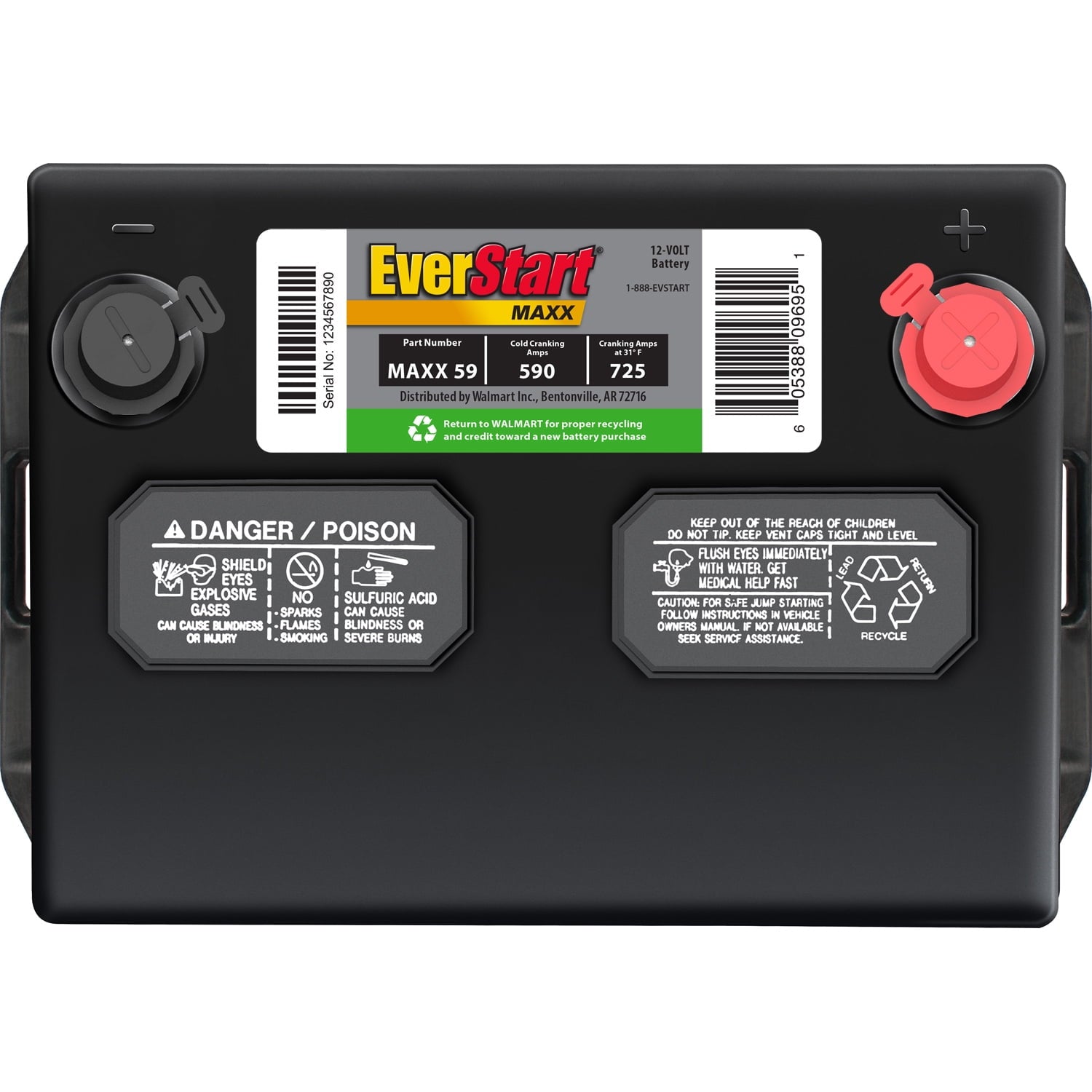 EverStart Maxx Lead Acid Automotive Battery, Groups Size 59 12 Volt, 590 CCA