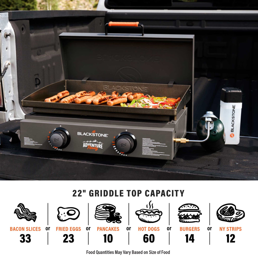 Blackstone Adventure Ready 2-Burner 22" Propane Griddle with Hard Cover in Black
