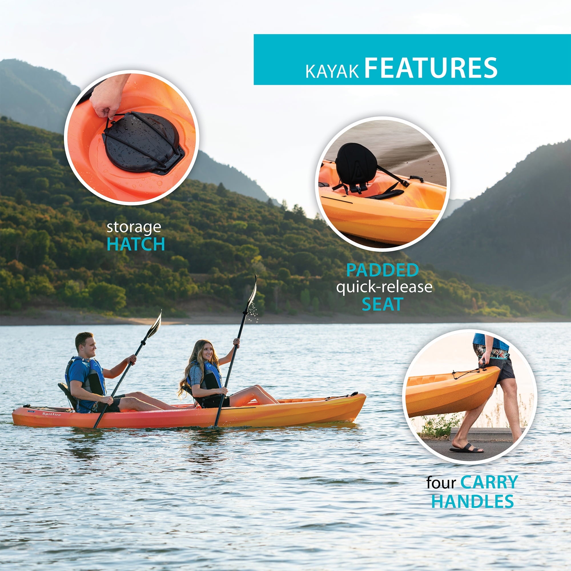 Lifetime Spitfire 12T Tandem Kayak, Lime Green - 90476