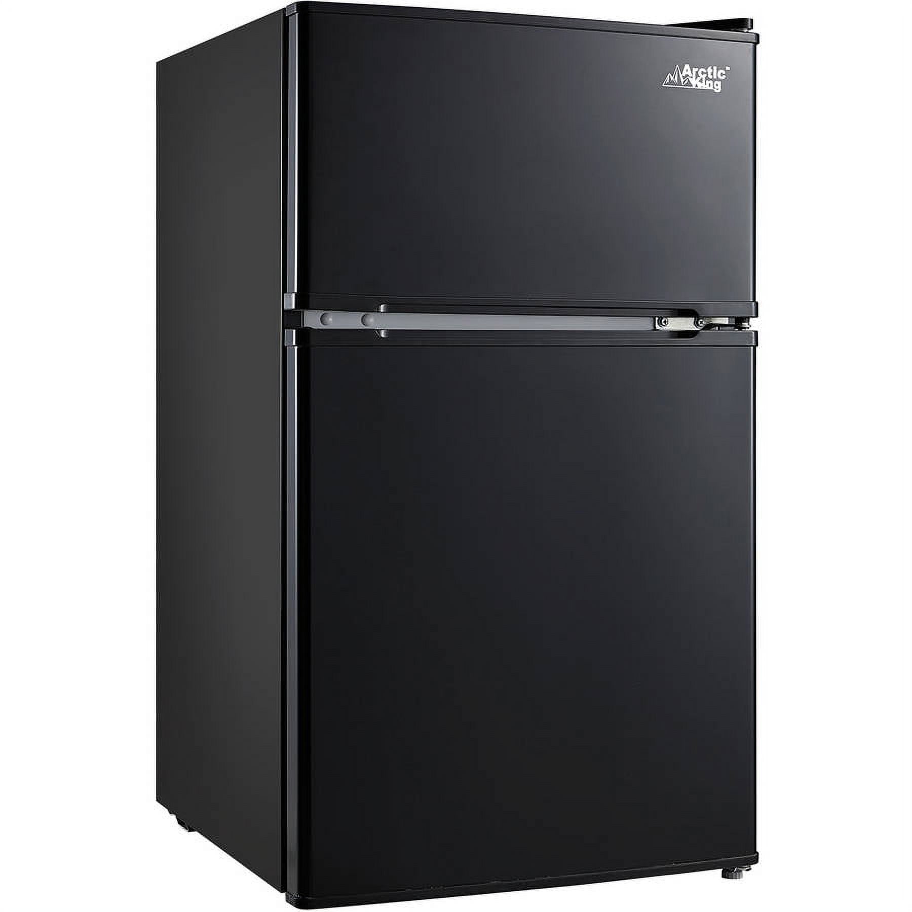 Arctic King 3.2 Cu ft Two Door Mini Fridge with Freezer, Stainless Steel, E-Star