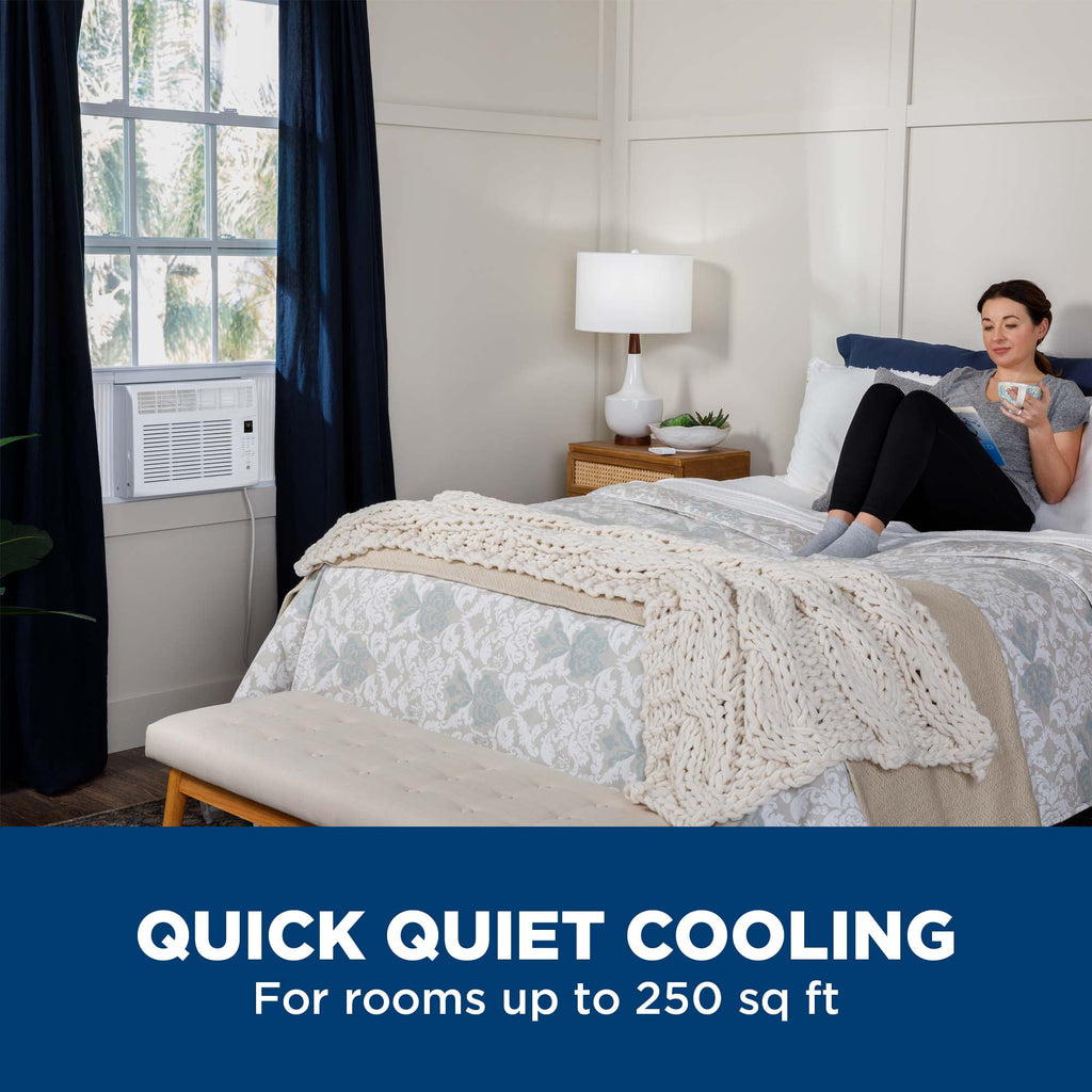 GE 6,000 BTU Window Air Conditioner, Cools up to 250 Sq ft, Easy Install Kit & Remote Included, 115V