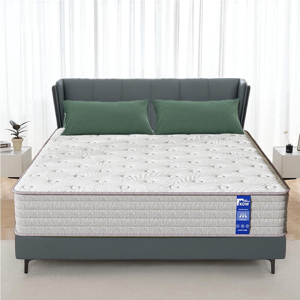 KOW Hybrid Mattress 12" Full Size Gel Memory Foam Pocket Spring Mattress in a Box Medium Firm Adult