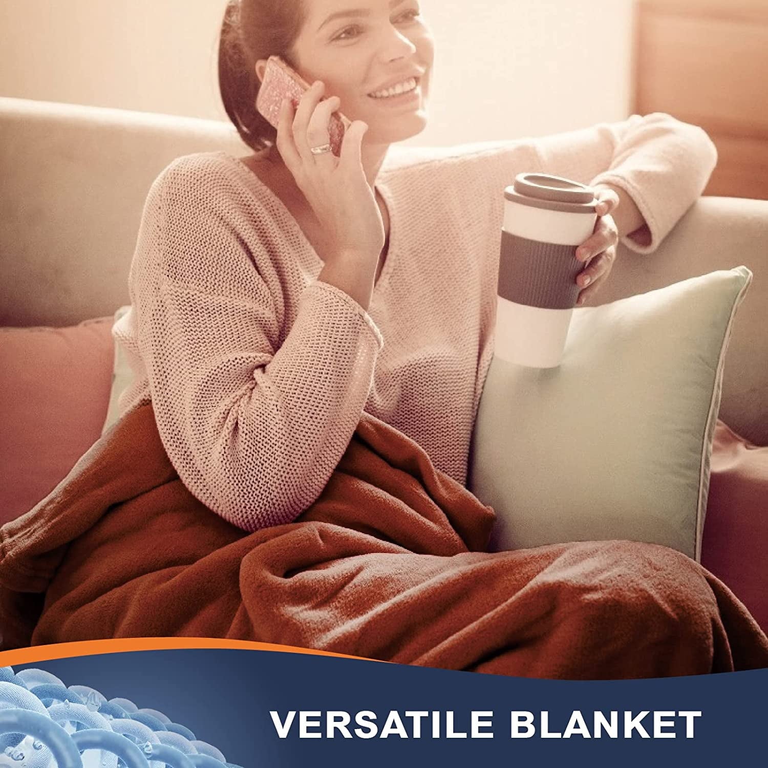 Walensee Ultra Soft Microplush Fleece Throw Blanket, 50" x 60", Orange, Machine Washable