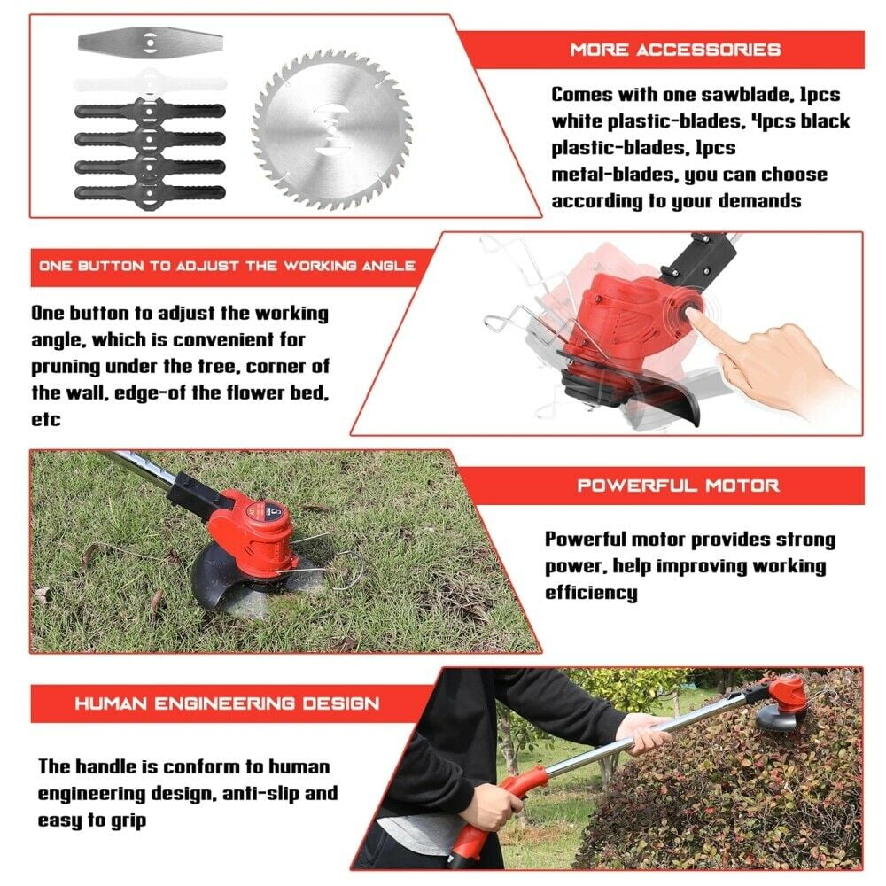 2Z Electric Cordless String Grass Trimmer ,12V 450w Weed Eater Lawn Mower for Garden Yard Lawn Trimming/Pruning,1 Charger